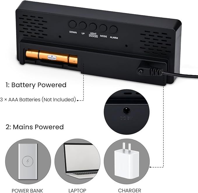 Alarm Clock Led Display Digital Mirror Alarm Clock Battery-Plug-In Alarm Clock