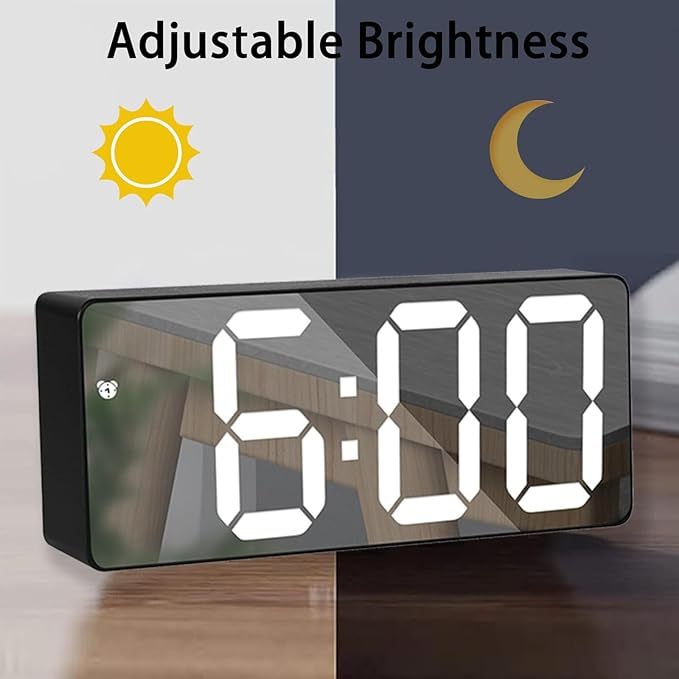 Alarm Clock Led Display Digital Mirror Alarm Clock Battery-Plug-In Alarm Clock