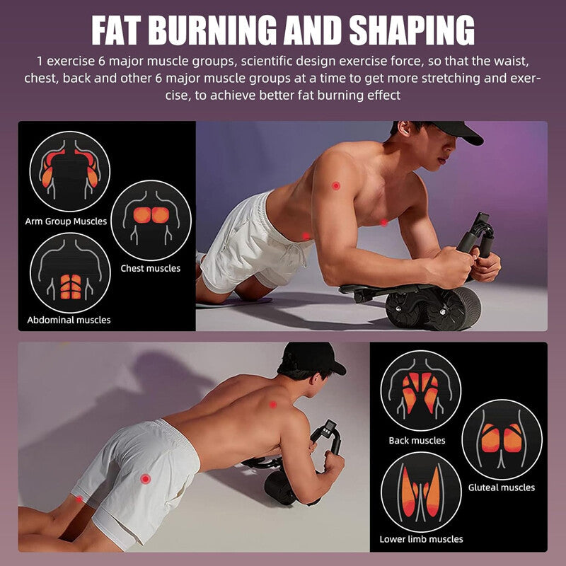 Abdominal Wheel Automatic Rebound Elbow Support Anti-Slip Fitness AB Roller